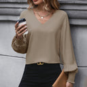 Chic Blouse with Pleated Sleeves for Females