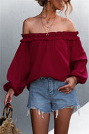Off-Shoulder Ruffle Women’s Blouse for Stylish Elegance