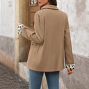 Chic Women's Blazer with Trendy Animal Print Sleeves