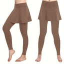 High-Waisted Leggings with Stylish Skirt Overlay