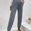 Women's Relaxed Fit Pants with Wide Waistband and Side Pockets