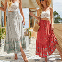 Handcrafted Pattern Women's Maxi Skirt with Elastic Waistband