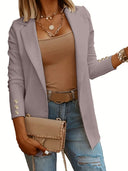 Chic Women's Blazer Jacket with Stylish Button Accents