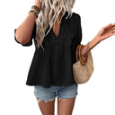 Women's Airy Blouse with Ruffled Hem and Relaxed Fit