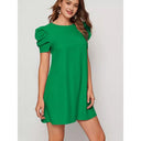 Chic A-Line Mini Dress with Puff Sleeves