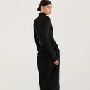 Chic Long-Sleeved Maxi Dress with Draped Design