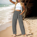 Women's Airy Leisure Pants with Stretchy Waistband and Multi-Purpose Pockets