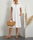 Chic Linen Dress with Pockets for Women