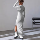 Chic Women's Maxi Dress with V-Neck and Side Slits