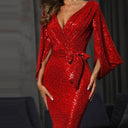 Stunning Sequin Evening Gown with Statement Sleeves
