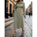 Women's A-Line Shirt Dress with Button Accents