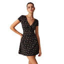 Floral Cut Short Sleeve Dress with Wrap Design