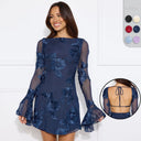 Floral Lace Minidress with Wide Sleeves