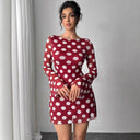 Chic Women's Mini Dress with Unique Back Cutout and Contemporary Dot Design