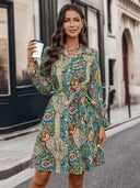 Vibrant Paisley Print Shirt Dress with Belt