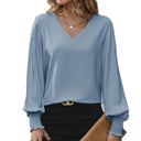 Chic V-Neck Blouse with Ruffle Accents