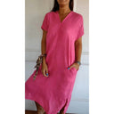 Women’s Oversized V-Neck Dress with Pocket Design