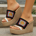 Embroidered Women's Platform Sandals with Cushioned Footbed
