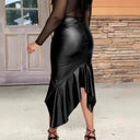 Chic Asymmetrical Midi Skirt with Ruffle Detail