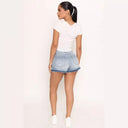 High-Waisted Destroyed Denim Shorts for Women