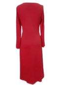 Chic Midi Dress with Asymmetrical Hem & Button Accents