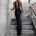 Chic Evening Dress with Deep V-Neck and Flowy Slit