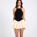 Chic Women's Halter Neck Dress with Flared Skirt