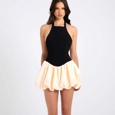 Chic Women's Halter Neck Dress with Flared Skirt