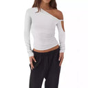 Chic Asymmetrical Blouse with Ruffled Sleeves for Women