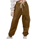 Women's Cargo Pants with Stretchy Waist and Side Pockets