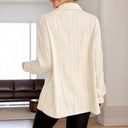 Charming Textured Rib Blouse with Button Placket for Women