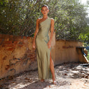 Asymmetric Satin Maxi Dress for Women