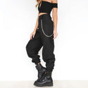 Women's Chain Detail Baggy Trousers with Stylish Waistband