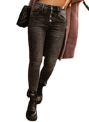 High-Waisted Jeans with Classic Button Closure for Women