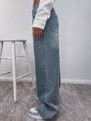 Rhinestone-Embellished Denim Trousers for Women