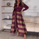 Chic Striped Women's Shirt Dress with Belt
