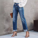 Trendy Women's Flared Jeans with Chic Fringe Detail