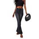 High-Waisted Flared Jeans with Trendy Wash