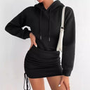 Chic Women's Hooded Dress with Gathered Hem