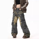 Women’s Wide Leg Cargo Jeans with Side Pockets