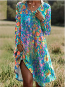 Chic Women's V-Neck Dress with Side Slit