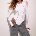 Chic Long-Sleeved Bodysuit with Sporty Accents