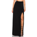 Chic High Slit Maxi Skirt with Elastic Waistband