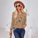 Floral Print Long Sleeve Women's Blouse with Button Placket