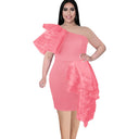 Chic One-Sided Cocktail Dress with Ruffle Design