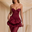 Chic Women's Cocktail Dress with Bustier and Ruffled Hem