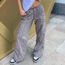 Chic Women's Wide-Cut Cargo Pants with Side Pockets