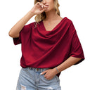Chic Asymmetrical Hem V-Neck Blouse for Women