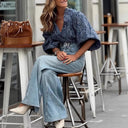 Paisley Patterned Women's Blouse with Dramatic Sleeves