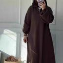 Chic Hooded Dress with Zipper Detail